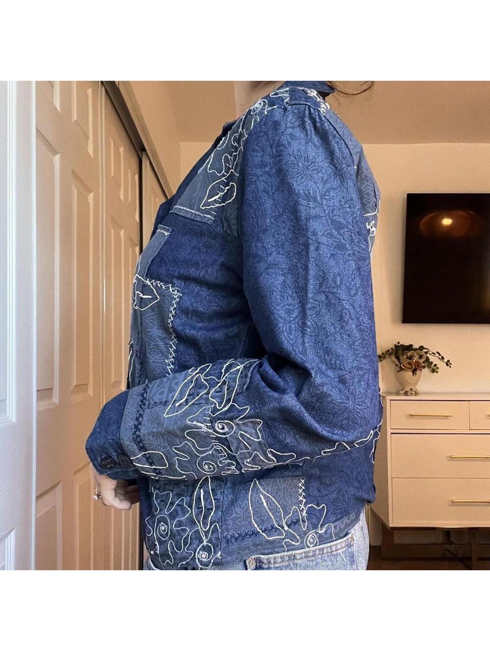 Denim Embroidered Jacket - Picture 3 of 7
